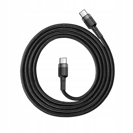 Baseus Cafule Cable wytrzymały nylonowy kabel przewód USB-C PD / USB-C PD PD2.0 60W 20V 3A QC3.0 2M czarno-szary CATKLF-HG1