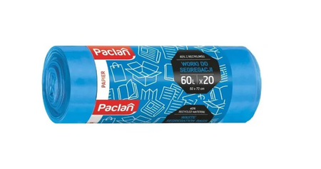Worki do segregacji 20 szt. plastik 60l (żółty) + 20 szt. papier 60l (niebieski) + 20 szt. bio 35l (brązowy) + 20 szt. szkło 60l (zielony) /zestaw