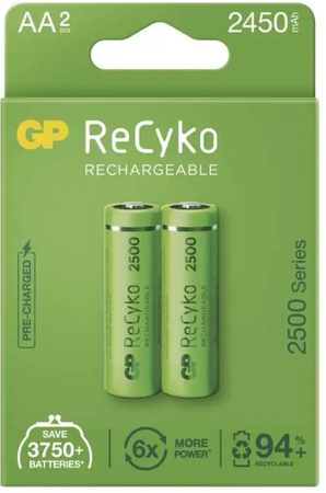 GP akumulatorki ReCyko+ AA 2450mAh NiMH 1,2V BL2 4 szt. - zestaw