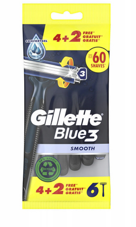 GILETTE BLUE 3 smooth 6 szt worek