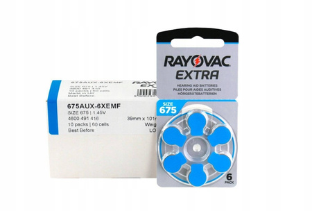 RAYOVAC Baterie słuchowe 675 Extra 60 szt.