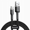 Baseus Cafule Cable wytrzymały nylonowy kabel przewód USB / micro USB QC3.0 2.4A 1M czarno-szary CAMKLF-BG1 