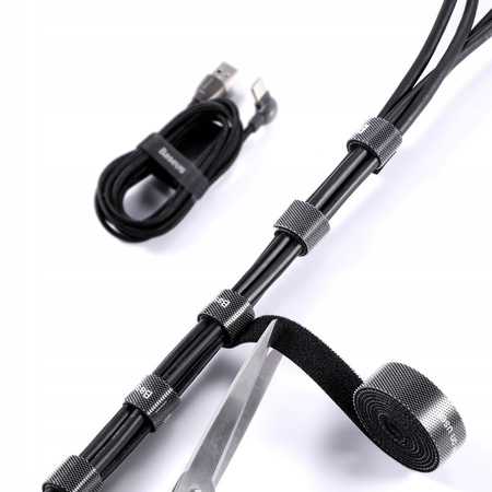 Baseus Rainbow Circle hook and loop Straps - taśma rzepowa rzep organizer kabli 3m czarny ACMGTF01