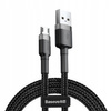 Baseus Cafule Cable wytrzymały nylonowy kabel przewód USB / micro USB 2A 3M czarno-szary CAMKLF-HG1
