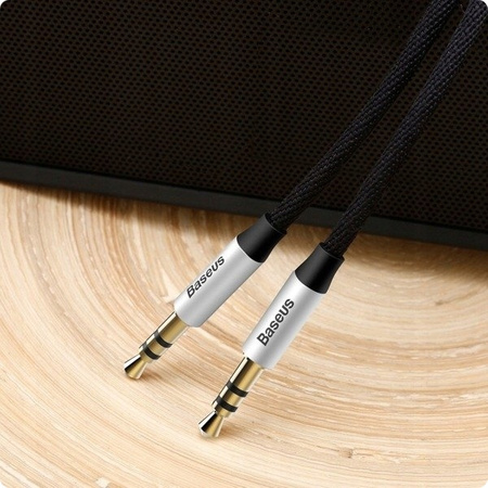 Baseus Yiven M30 kabel audio stereo AUX 3,5 mm męski mini jack 1m srebrno-czarny CAM30-BS1