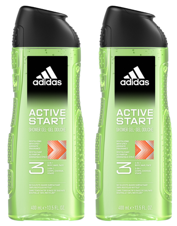 ADIDAS SHOWER GEL 400ML MEN ACTIVE START 3IN1 12/108/1296 PLx2 /zestaw
