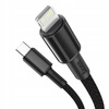 Baseus Cafule Cable wytrzymały nylonowy kabel przewód USB Typ C PD / Lightning 18W QC3.0 1m czarny-szary CATLKLF-G1