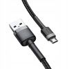 Baseus Cafule Cable wytrzymały nylonowy kabel przewód USB / micro USB 1.5A 2M czarno-szary CAMKLF-CG1