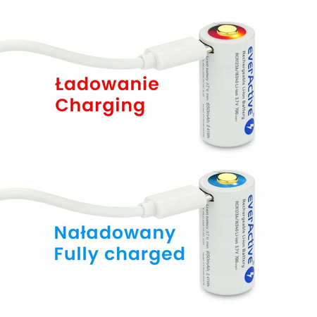 everActive akumulator 16340 3V Li-ion 650mAh micro USB z zabezpieczeniem