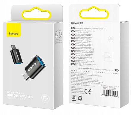 Baseus Ingenuity Series przejściówka adapter z USB Typ C do USB-A 3.2 gen 1 czarny ZJJQ000001
