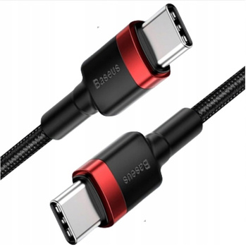 Baseus Cafule Cable wytrzymały nylonowy kabel przewód USB-C PD / USB-C PD PD2.0 60W 20V 3A QC3.0 2M czarno-czerwony CATKLF-H91