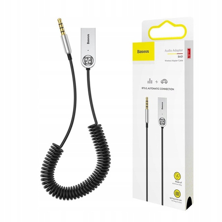 Baseus BA01 odbiornik dźwięku Bluetooth 5.0 kabel adapter audio AUX jack czarny CABA01-01