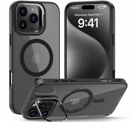 BASEUS Etui Tech-Protect MagStand MagSafe z podstawką na iPhone 15 Pro - czarne