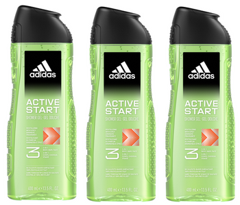 ADIDAS SHOWER GEL 400ML MEN ACTIVE START 3IN1 12/108/1296 PLx3 /zestaw