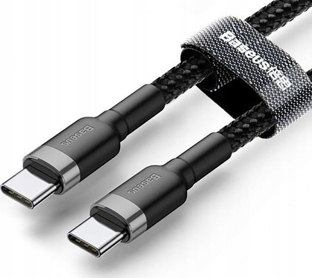 Baseus Cafule Cable wytrzymały nylonowy kabel przewód USB-C PD / USB-C PD PD2.0 60W 20V 3A QC3.0 2M czarno-szary CATKLF-HG1