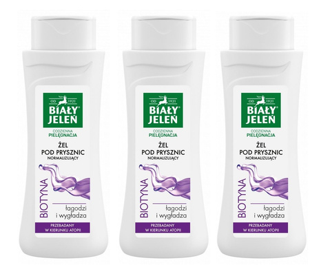 BIAŁY JELEŃ ŻEL POD PRYSZNIC 300ML BIOTYNA x3 /zestaw