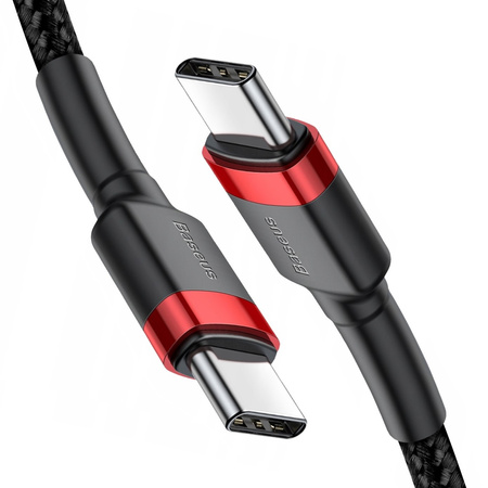 Baseus Cafule Cable wytrzymały nylonowy kabel przewód USB-C PD / USB-C PD PD2.0 60W 20V 3A QC3.0 2M czarno-czerwony CATKLF-H91