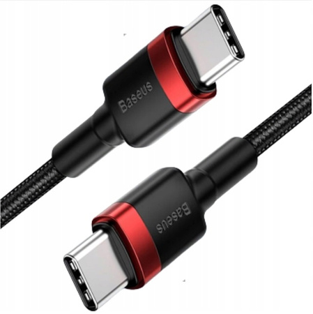 Baseus Cafule Cable wytrzymały nylonowy kabel przewód USB-C PD / USB-C PD PD2.0 60W 20V 3A QC3.0 2M czarno-czerwony CATKLF-H91