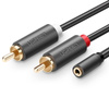 UGREEN Kabel AV102 10561 audio mini jack 3,5mm żeński - 2RCA męski 0.25m - szary