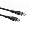 Baseus Cafule Cable wytrzymały nylonowy kabel przewód USB Typ C PD / Lightning 18W QC3.0 1m czarny-szary CATLKLF-G1