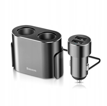 Baseus rozdzielacz rozgałęźnik ładowarki samochodowej 2x USB 3.1A 17W + 2x gniazdo zapalniczki 80W czarny CRDYQ-01