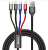 Baseus kabel przewód USB 4w1 Lightning / 2x USB Typ C / micro USB w nylonowym oplocie 3.5A 1.2m czarny CA1T4-B01
