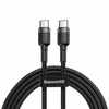 Baseus Cafule Cable wytrzymały nylonowy kabel przewód USB-C PD / USB-C PD PD2.0 60W 20V 3A QC3.0 2M czarno-szary CATKLF-HG1