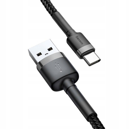 Baseus Cafule Cable wytrzymały nylonowy kabel przewód USB / USB-C QC3.0 2A 2M czarno-szary CATKLF-CG1