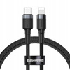 Baseus Cafule Cable wytrzymały nylonowy kabel przewód USB Typ C PD / Lightning 18W QC3.0 1m czarny-szary CATLKLF-G1