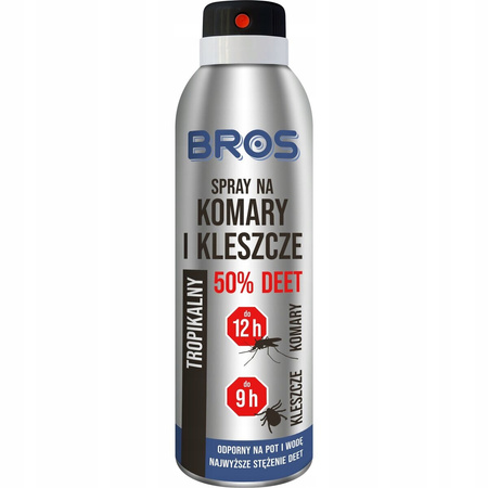 Bros Spray na komary i kleszcze 50% Deet 180 ml