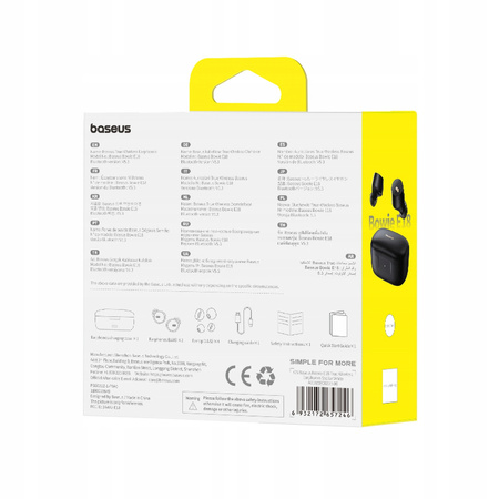 Baseus Słuchawki Bowie E18 bezprzewodowe TWS ENC IPX4 - czarne