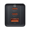 Baseus Szybka ładowarka sieciowa GaN 2xUSB C 1xUSB 65W GaN5 Pro + kabel USB C - USB C 100W - czarna