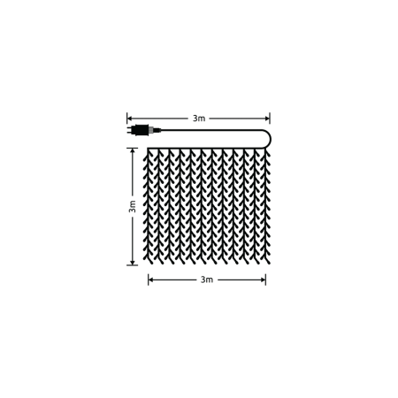 Kurtyna LED modee 3x3m WARM 300LED ML-C3006