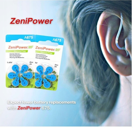 ZeniPower Baterie Słuchowe 675 A675 PR44 60 szt.