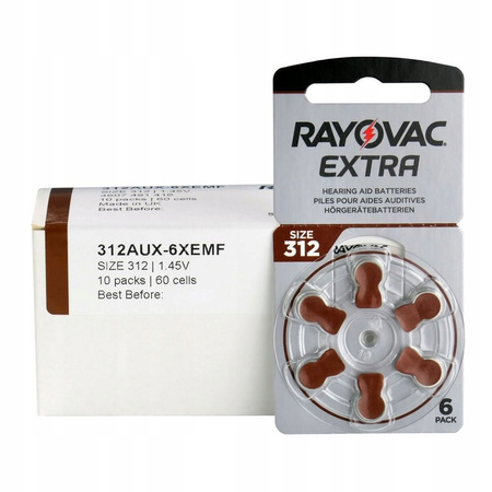 RAYOVAC Baterie słuchowe 312 Extra 60 szt.