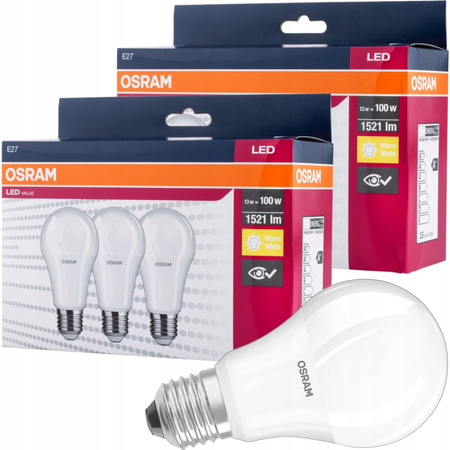 OSRAM Żarówka LED E27 13W 100W 1521lm 2700K 3-PAK