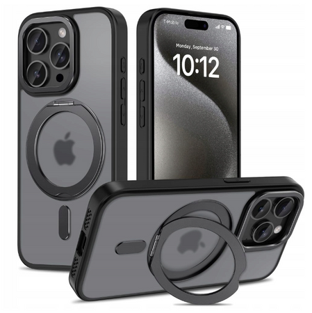 BASEUS Etui Tech-Protect MagRing MagSafe z podstawką na iPhone 15 Pro - czarne