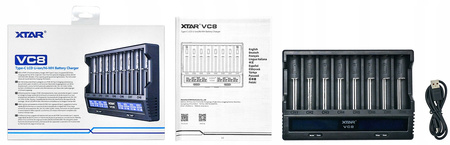 XTAR Ładowarka VC8 18650/26650 Li-ION/Ni-MH, 8 kanałów, USB