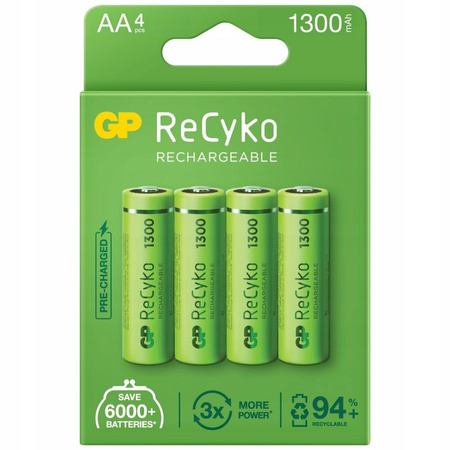 GP akumulatorki ReCyko+ AA 1300mAh NiMH 1.2V BL4