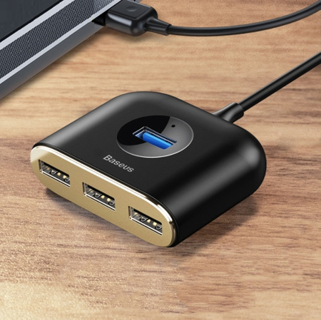 Baseus Square round 4 in 1 USB HUB AdapterUSB3.0 TO USB3.0*1+USB2.0*3 1m Black CAHUB-AY01