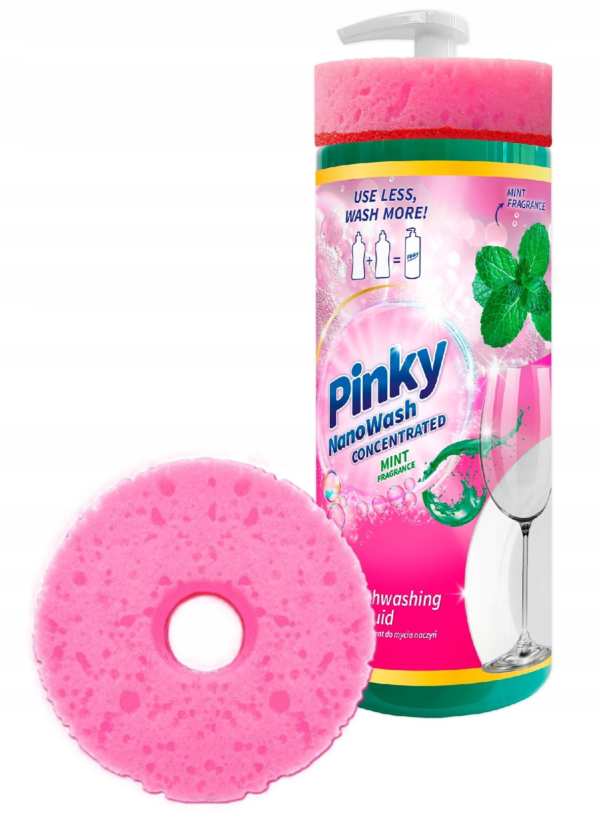 Pinky Płyn do mycia naczyń pompka mięta 1L+gąbka pol_pl_Pinky-Plyn-do-mycia-naczyn-pompka-mieta-1L-gabka-3177_1
