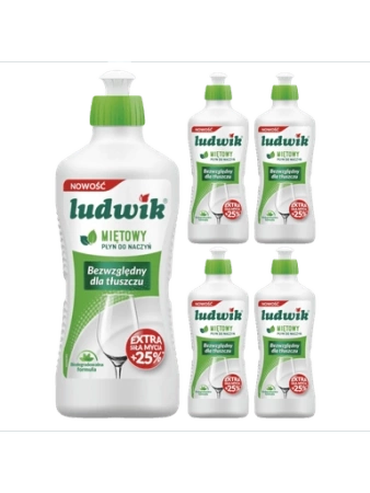 Ludwik Płyn do mycia naczyń Mięta 900g x5 /zestaw