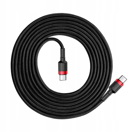 Baseus Cafule Cable wytrzymały nylonowy kabel przewód USB-C PD / USB-C PD PD2.0 60W 20V 3A QC3.0 2M czarno-czerwony CATKLF-H91