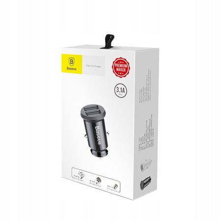 Baseus Grain Car Charger mini ładowarka samochodowa 2x USB 3.1A czarny CCALL-ML01 