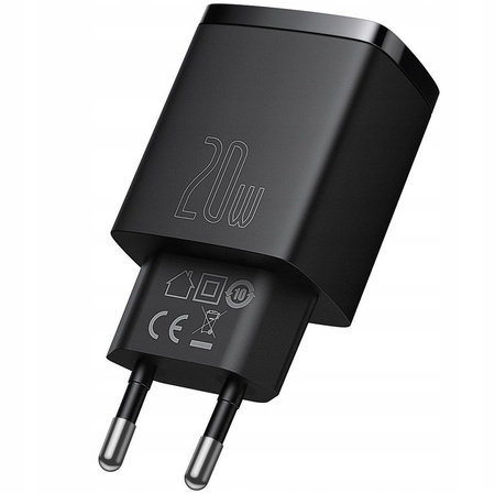 Baseus Compact szybka ładowarka sieciowa USB / USB Typ C 20W 3A Power Delivery Quick Charge 3.0 czarny CCXJ-B01