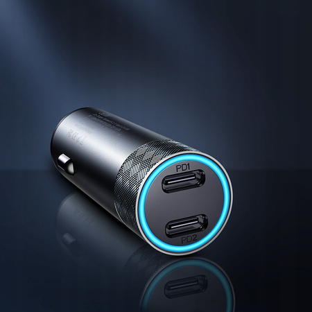 Joyroom Ładowarka samochodowa 2 x USB-C 50W z PD, QC, PPS szary (JR-CL13)