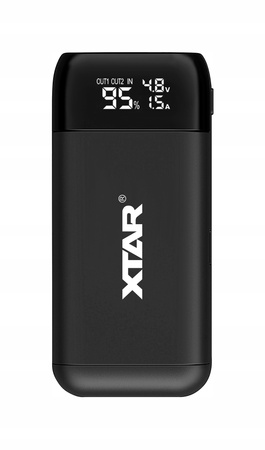 XTAR Ładowarka PB2SL BLACK 18650/21700 Li-ION z funkcją PowerBank 2Ax2 USB QC3.0