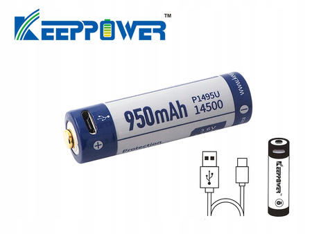 KeepPower akumulator ICR14500-95PCM 950mAh Li-ION m-USB, 2 szt.