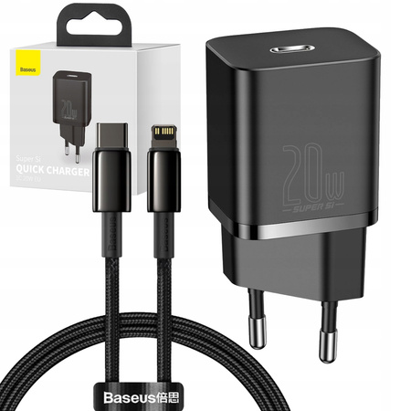 Baseus Super Si 1C szybka ładowarka USB Typ C 20 W Power Delivery czarny CCSUP-B01