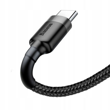 Baseus Cafule Cable wytrzymały nylonowy kabel przewód USB / USB-C QC3.0 2A 2M czarno-szary CATKLF-CG1